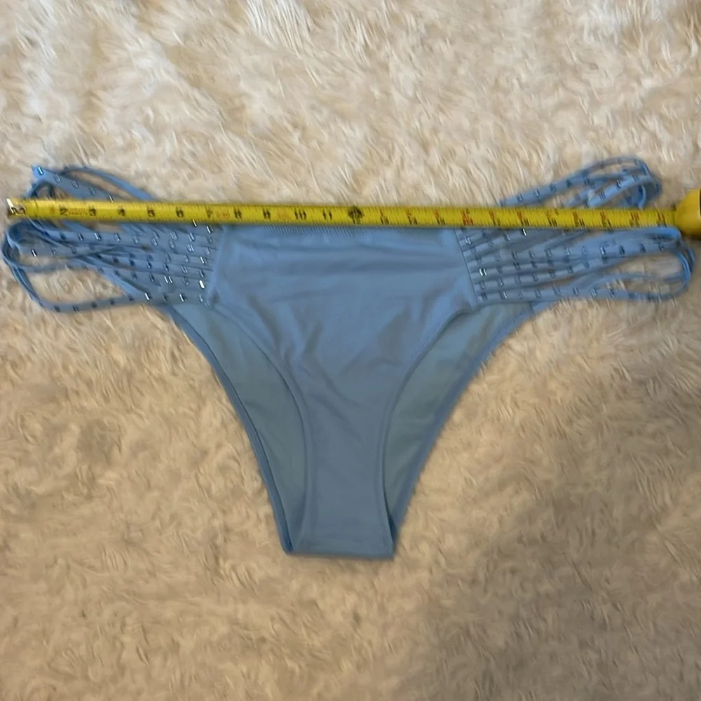 Skims Rhinestone swim strappy Iris blue bikini bottom